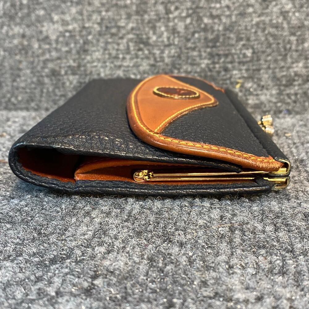 Vintage Dooney Bourke All Weather Leather Checkbook Organizer Wallet Black Brown - Picture 4 of 8